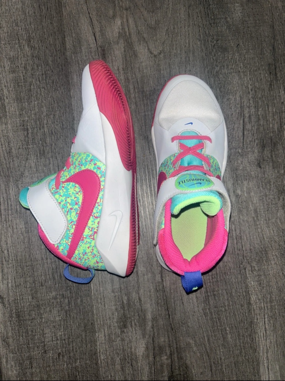 Nike Kids White & Hot Pink Sneakers with Teal Accent